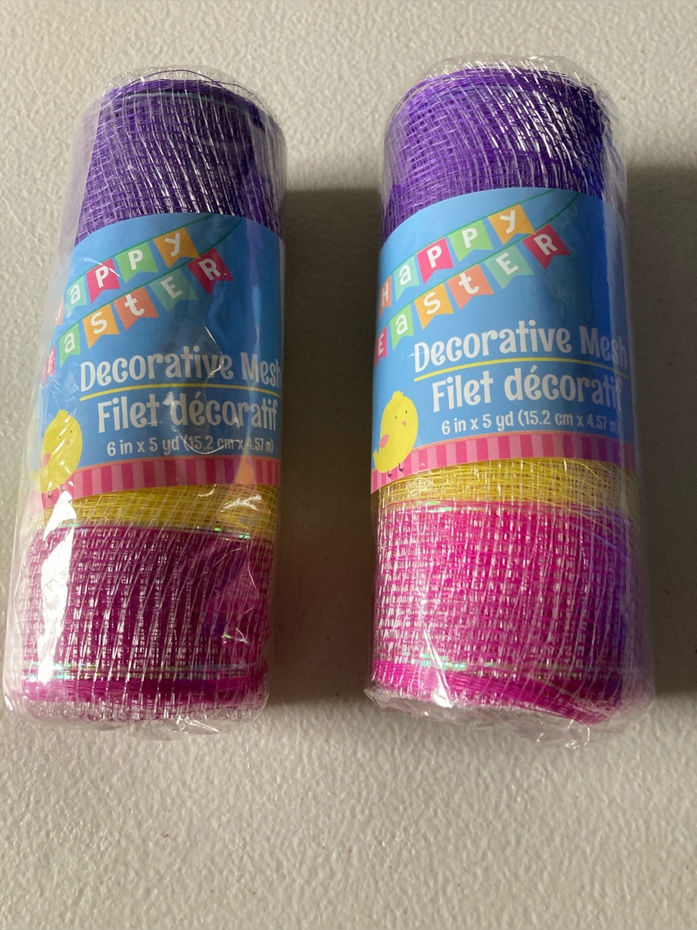 Happy Easter Mesh Decorative Ribbon Spool Multicolor 6 in x 5 yd Lot of 2 Rolls